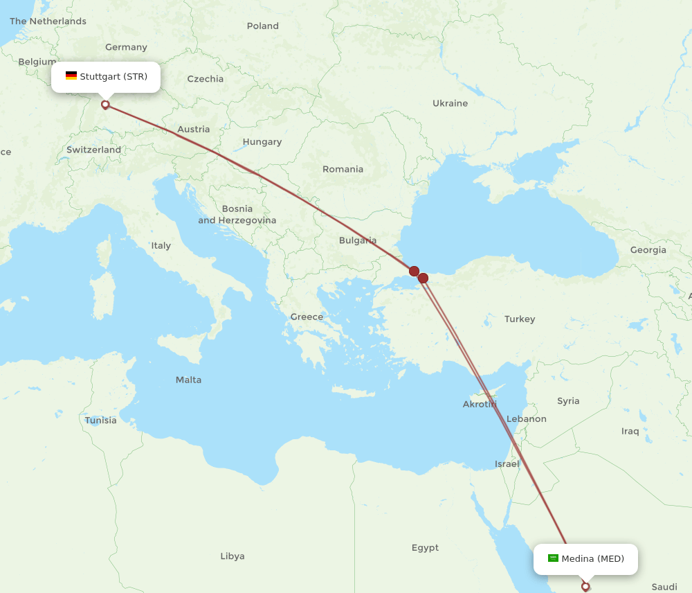 MED-STR flight routes