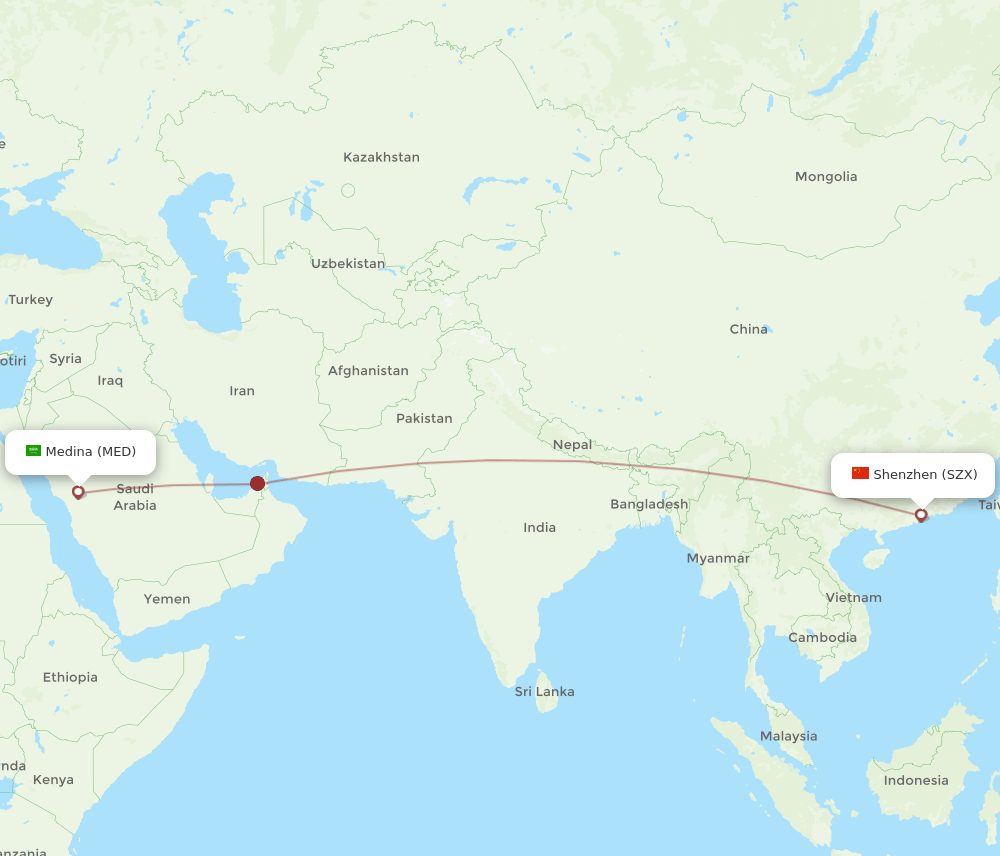 MED-SZX flight routes