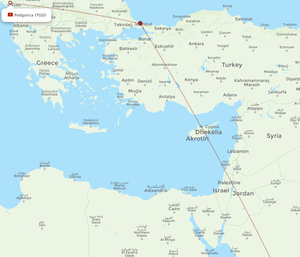 MED-TGD flight routes