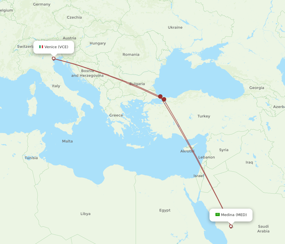 MED-VCE flight routes