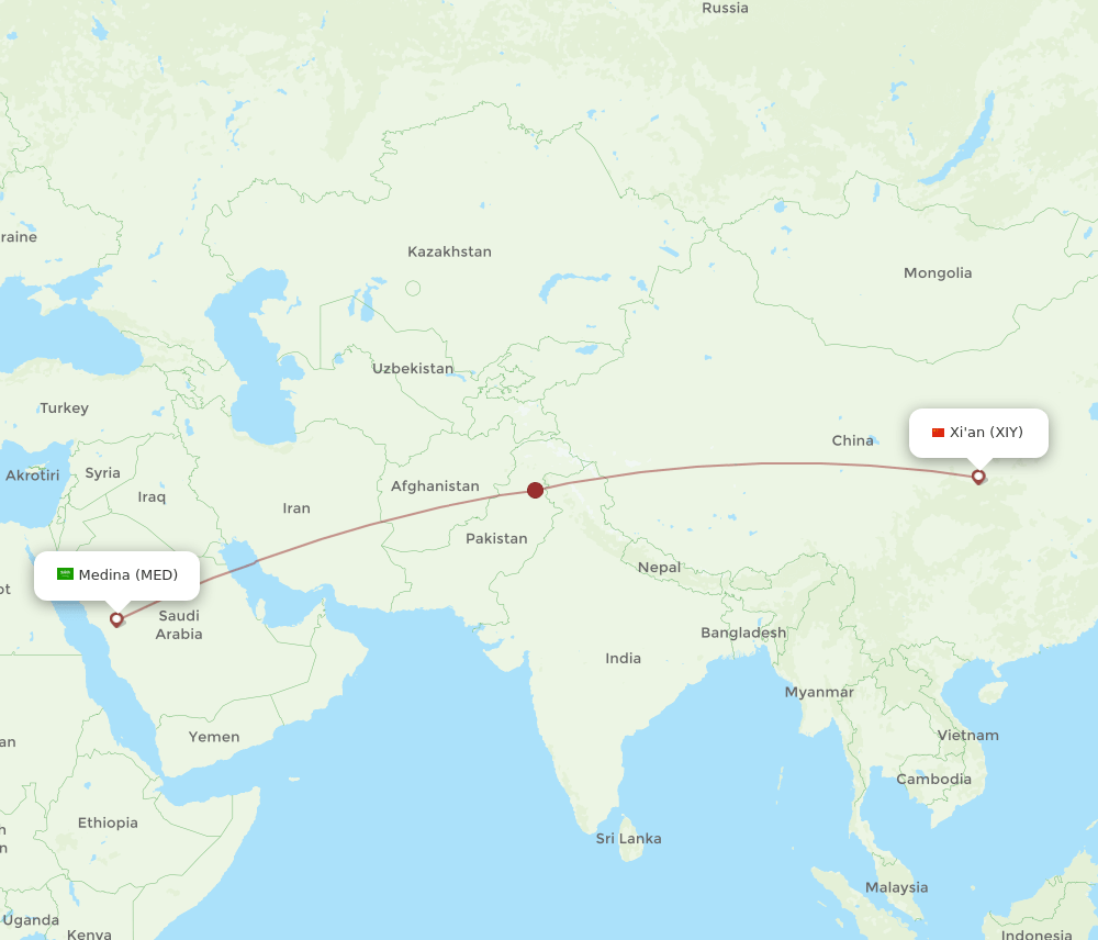 MED-XIY flight routes