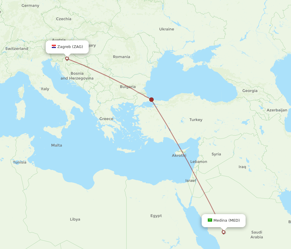 MED-ZAG flight routes