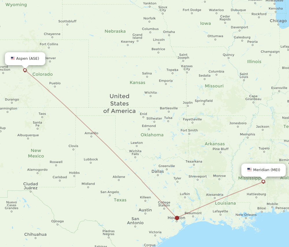 MEI-ASE flight routes