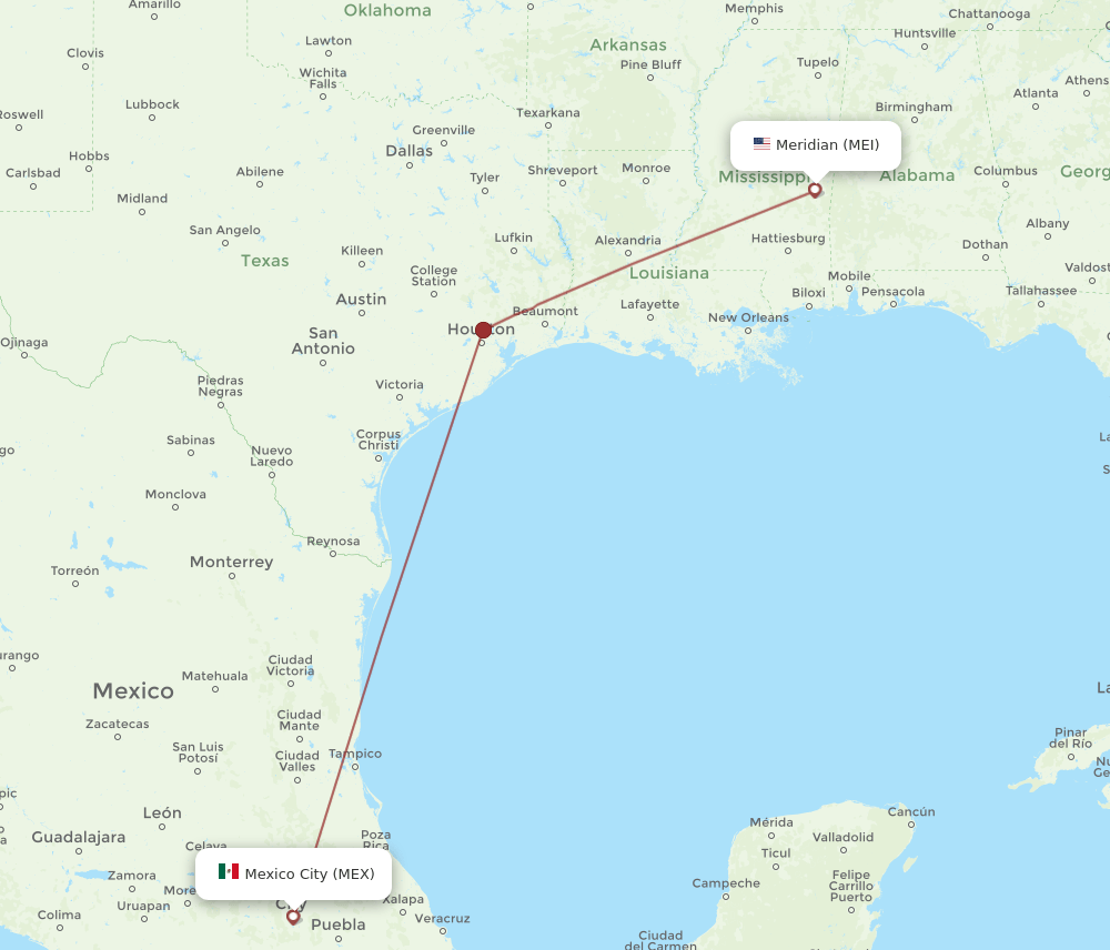 MEI-MEX flight routes