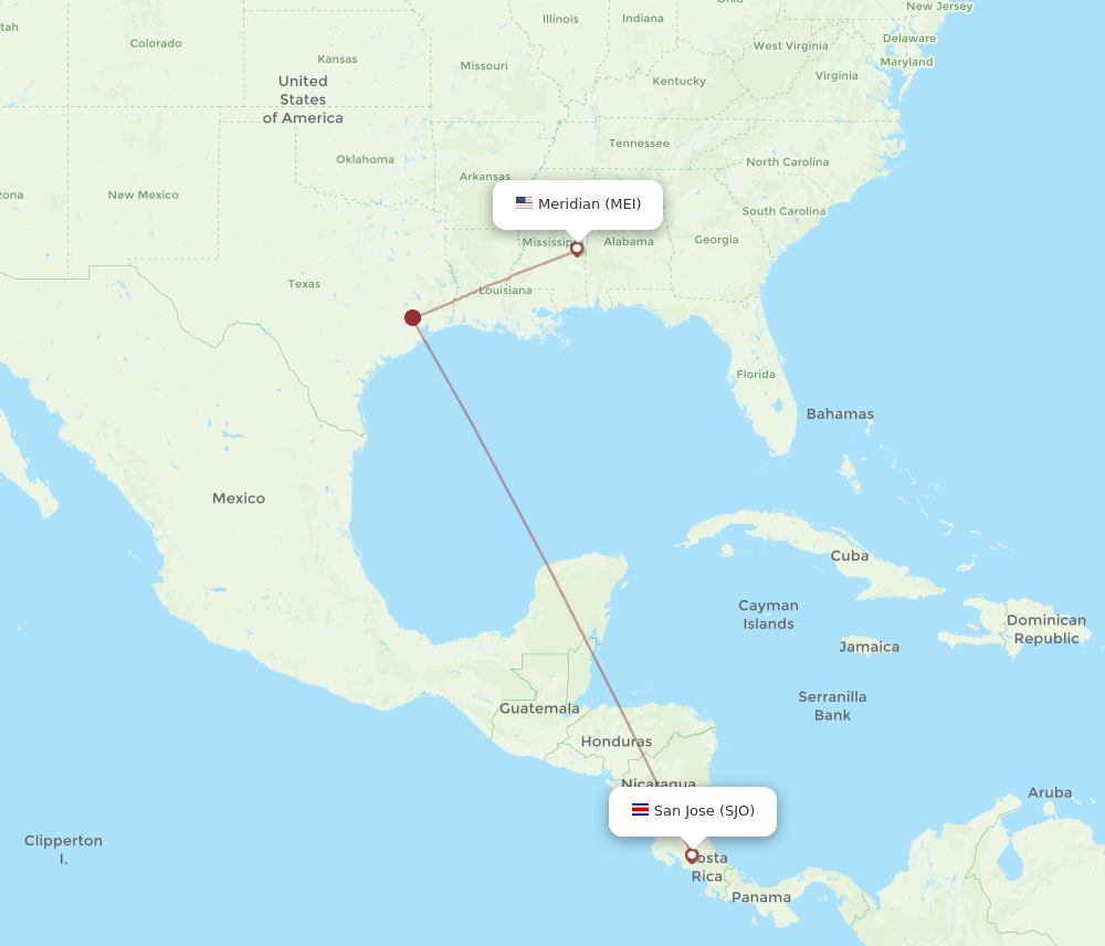 MEI-SJO flight routes