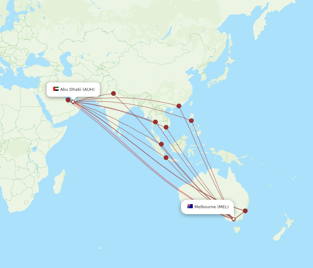 MEL-AUH flight routes