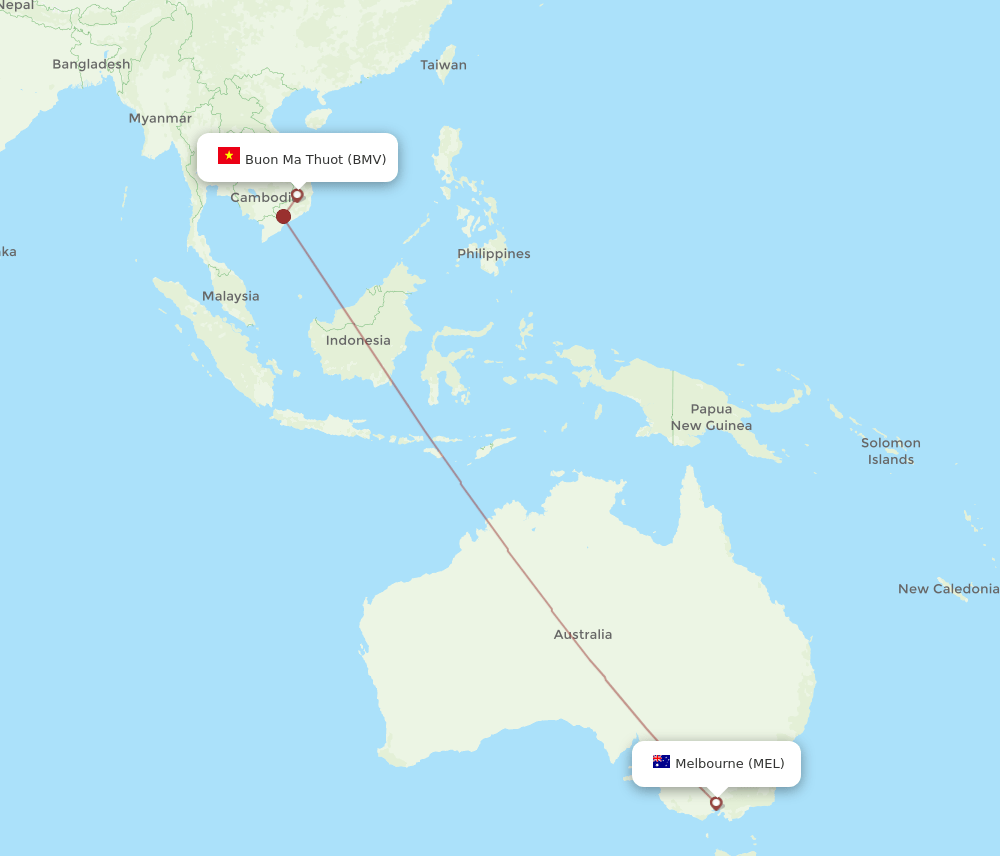 MEL-BMV flight routes