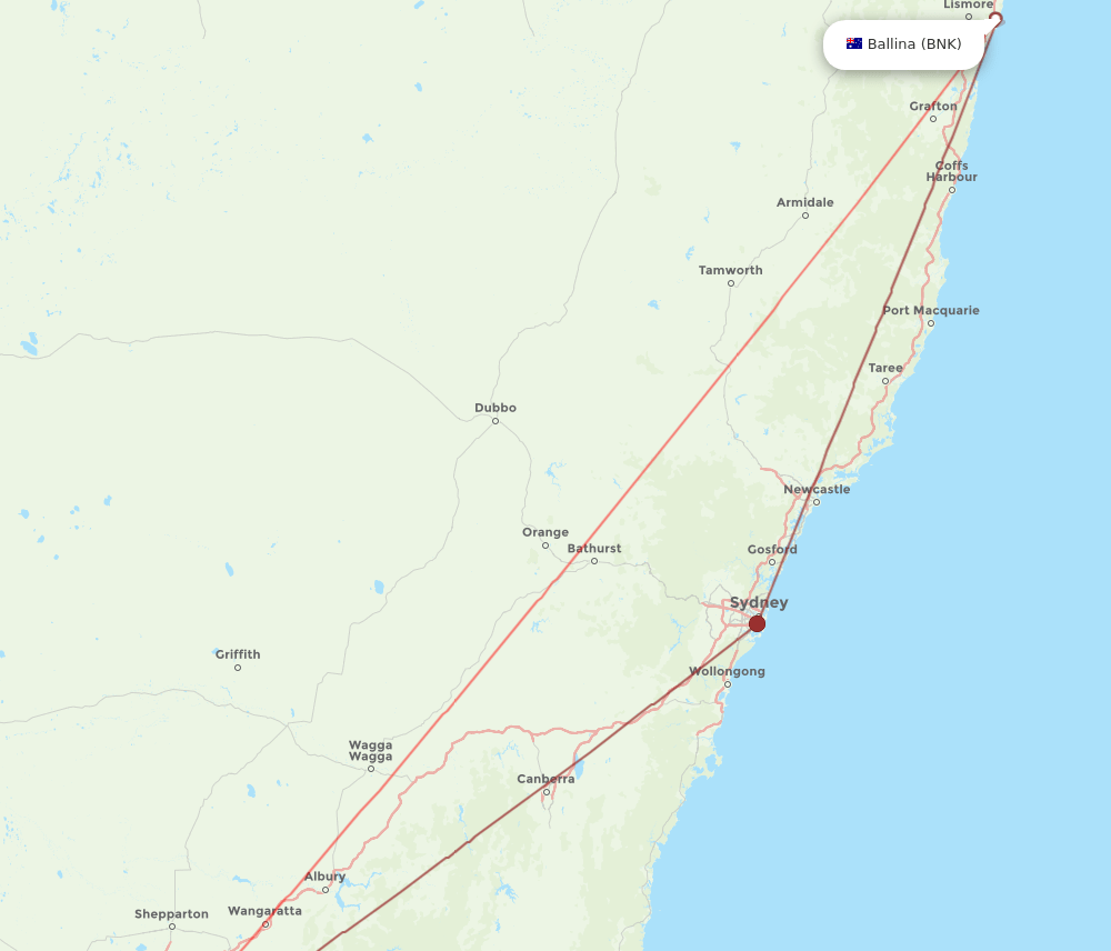 MEL-BNK flight routes