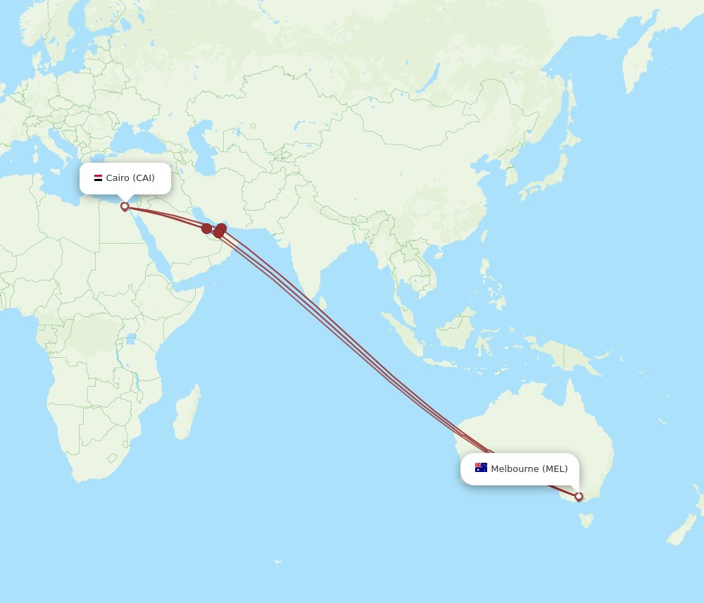 MEL to CAI flights and routes map