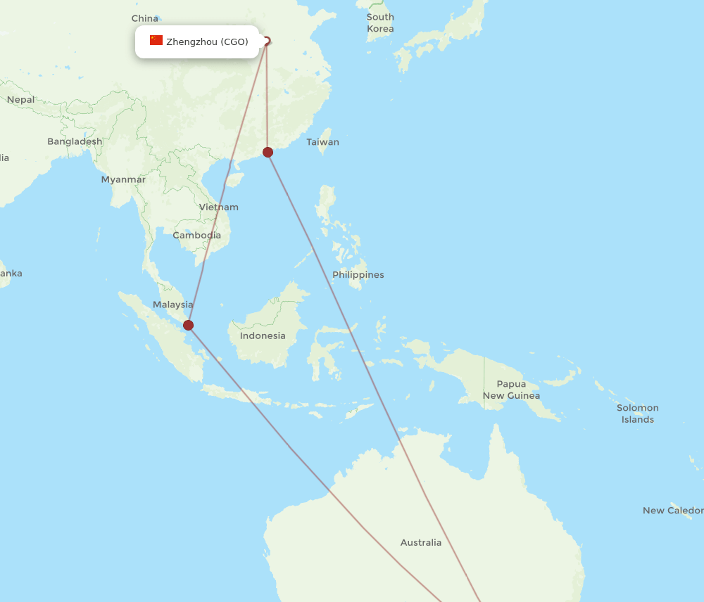 MEL-CGO flight routes