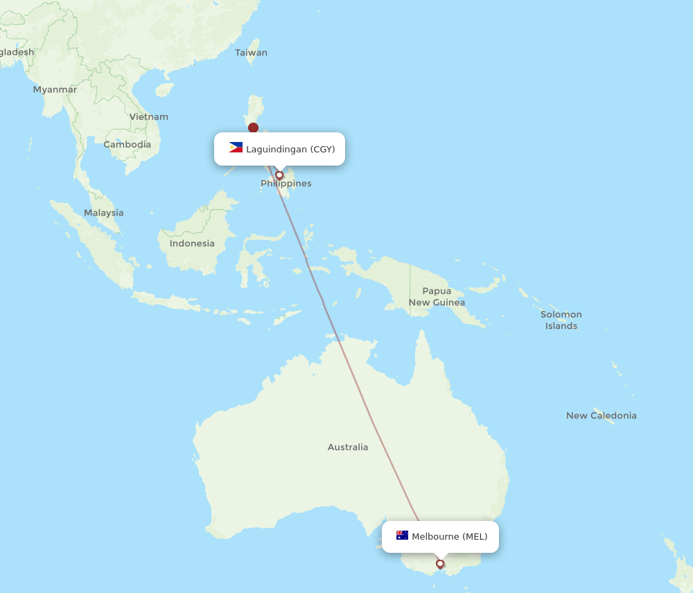 MEL-CGY flight routes