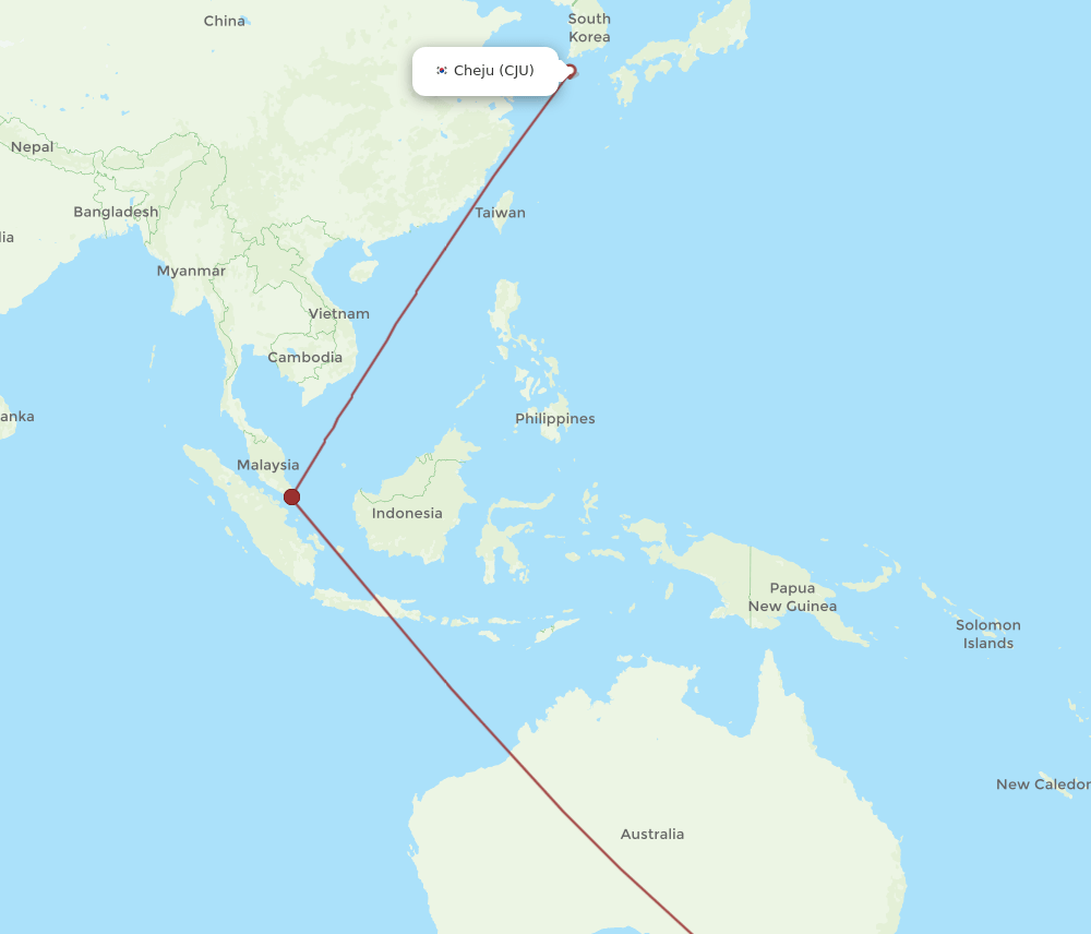 MEL to CJU flights and routes map