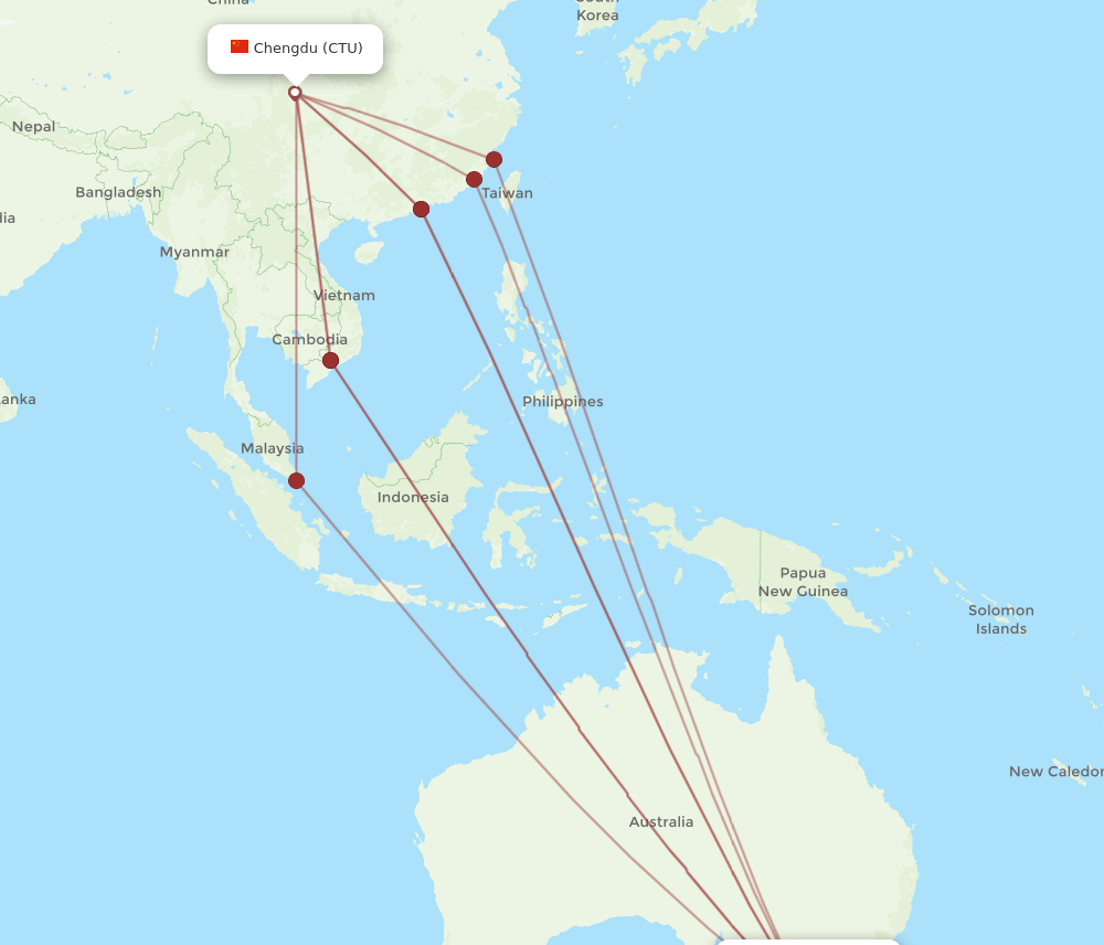 MEL-CTU flight routes