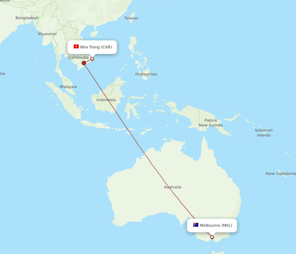 MEL-CXR flight routes