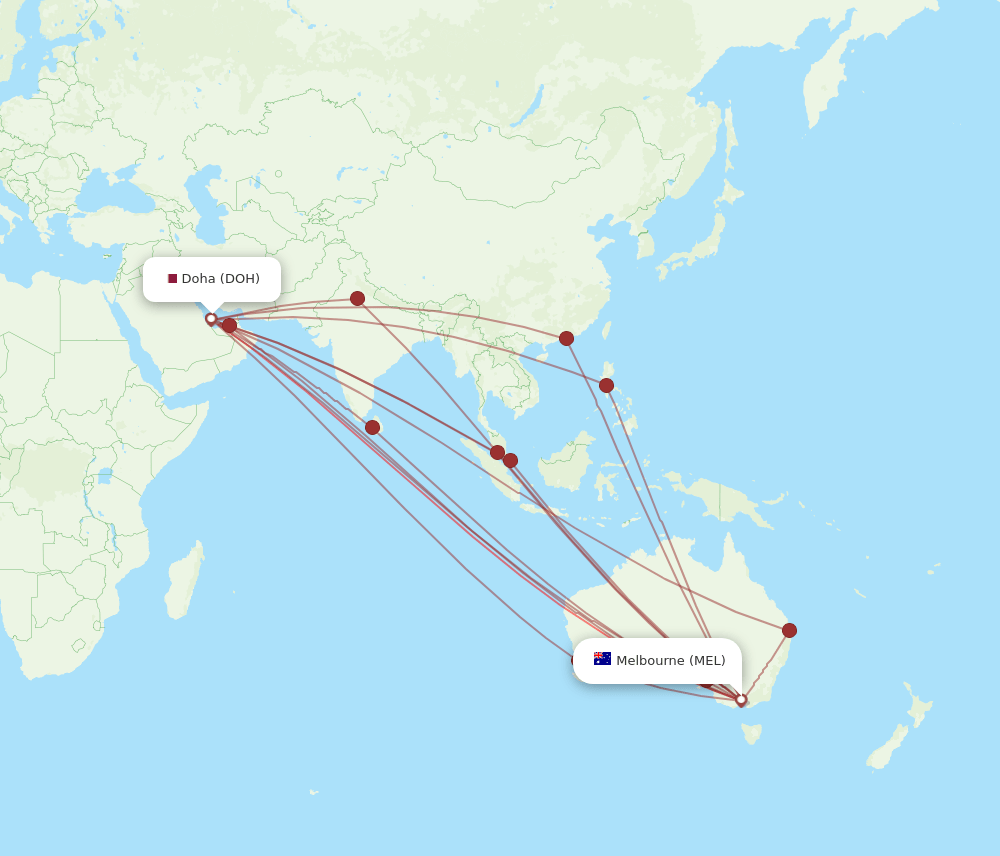 MEL-DOH flight routes