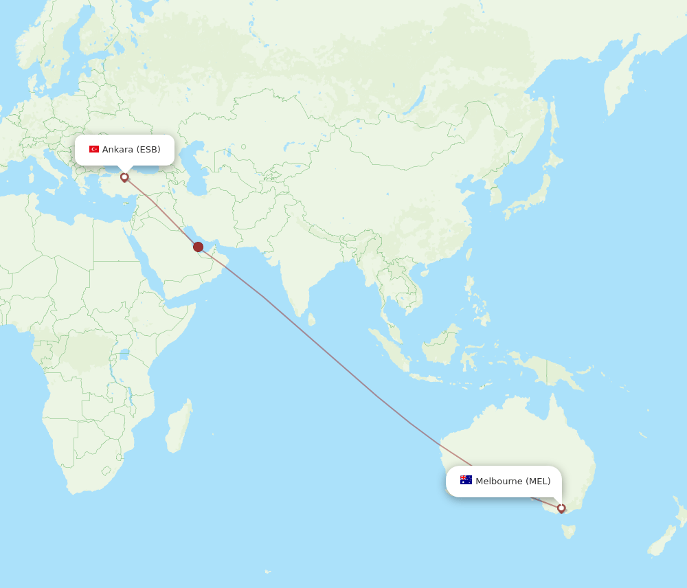 MEL-ESB flight routes