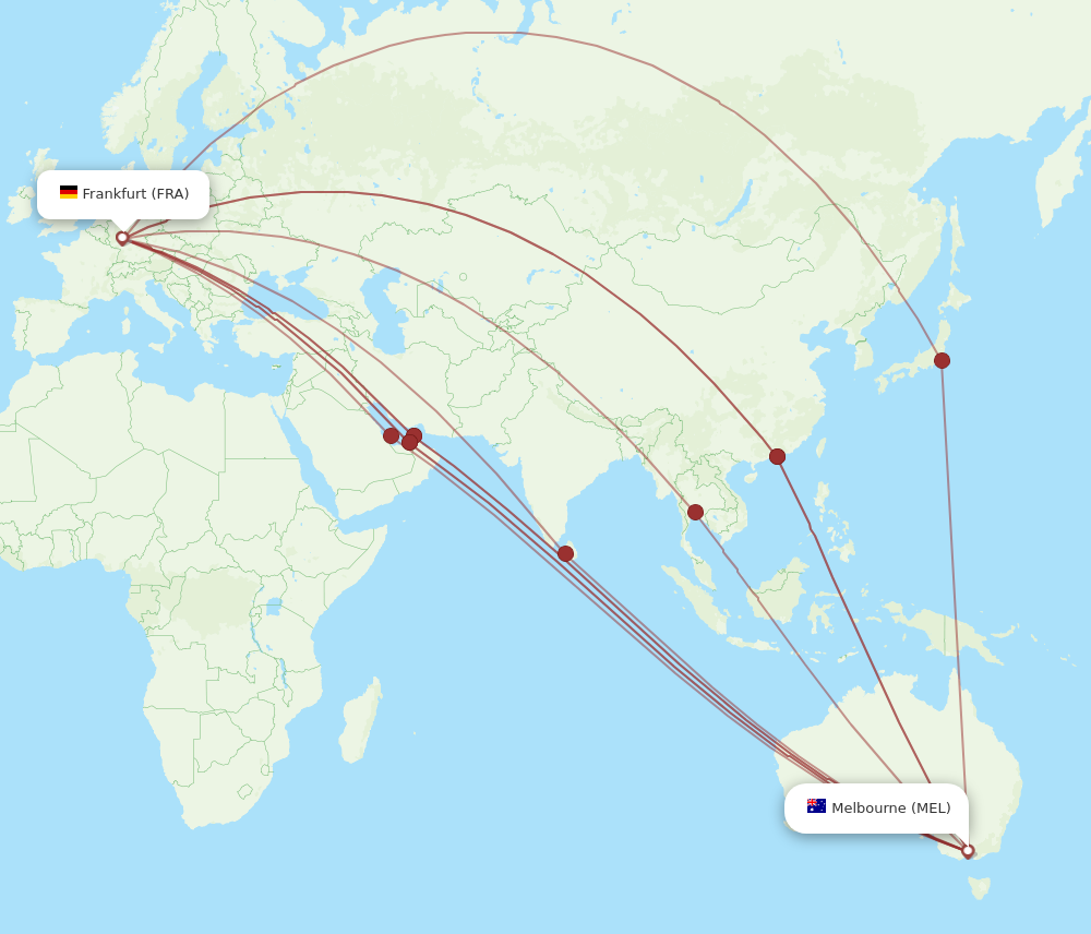 MEL to FRA flights and routes map