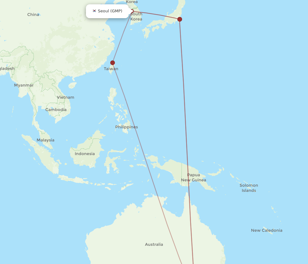 MEL to GMP flights and routes map