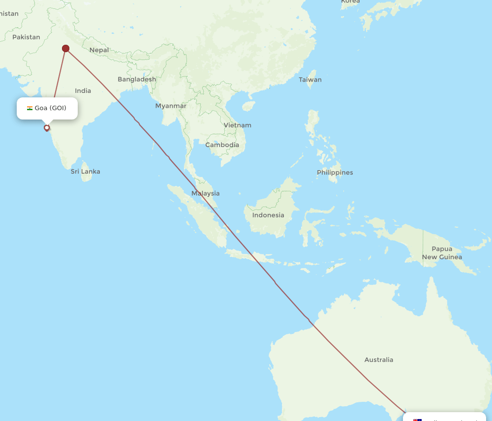 MEL-GOI flight routes