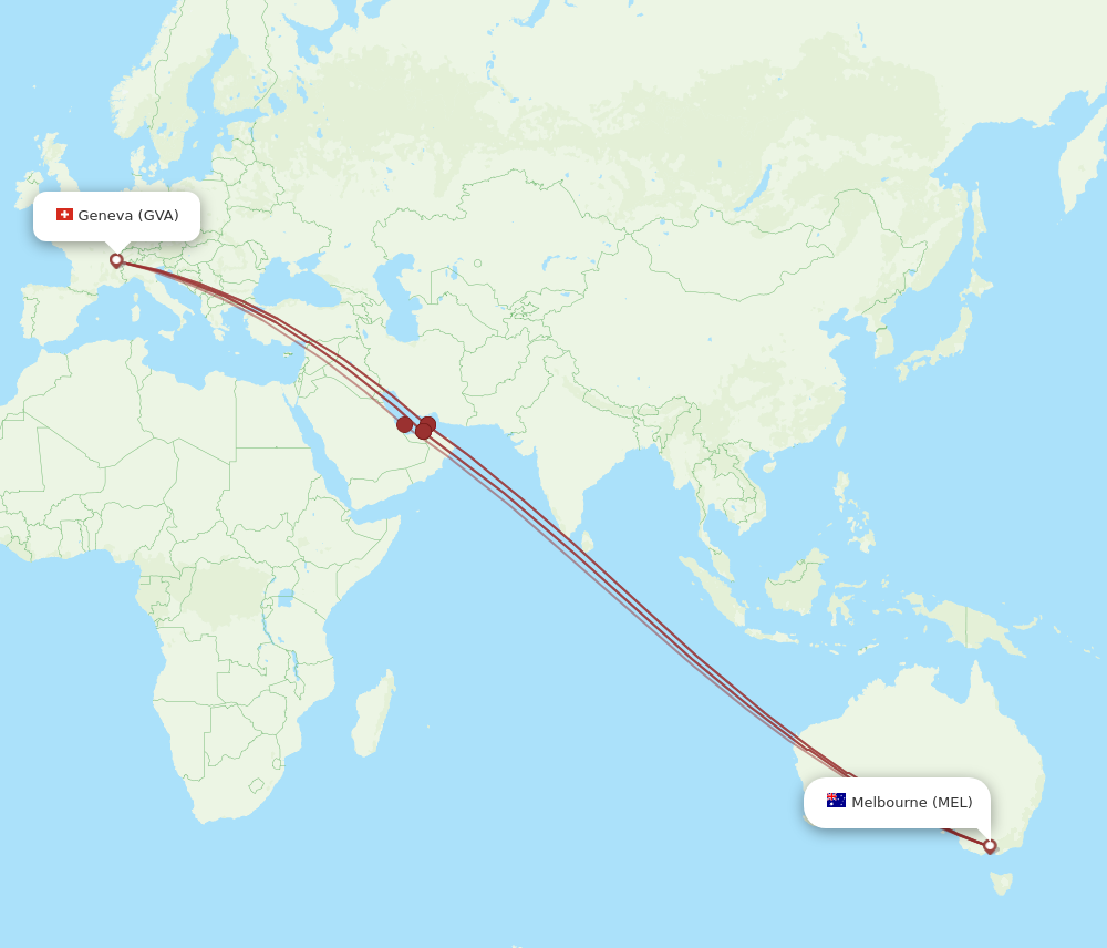 MEL to GVA flights and routes map