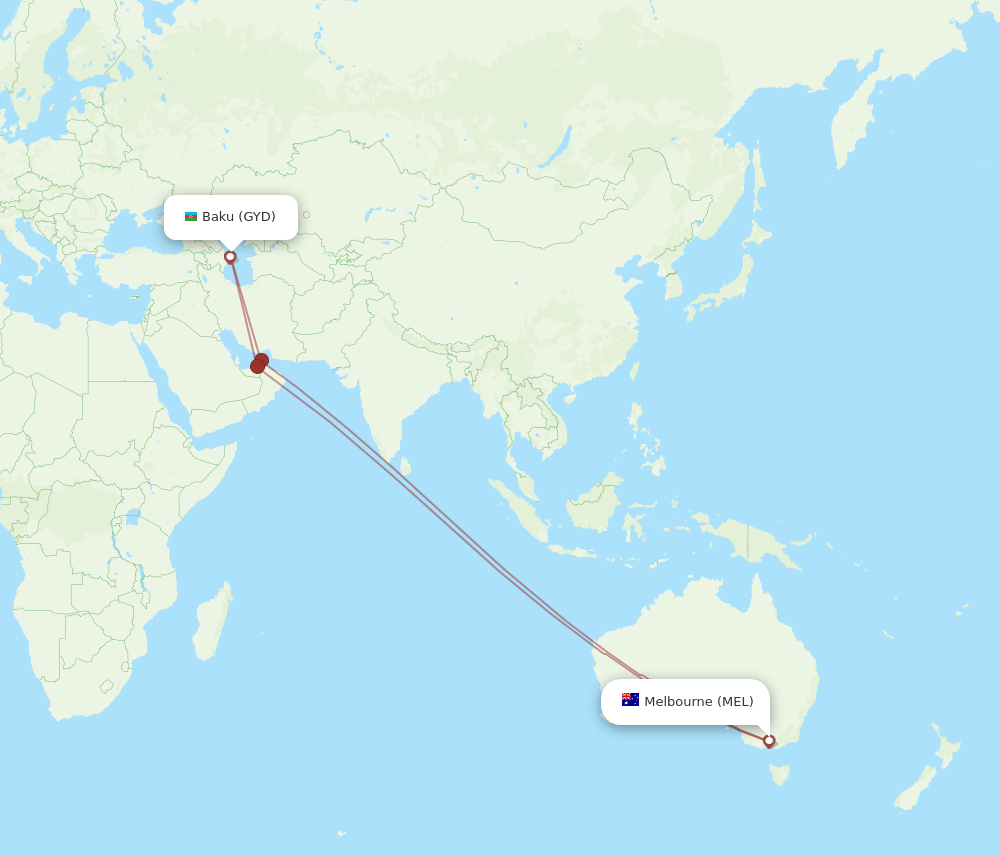 MEL-GYD flight routes