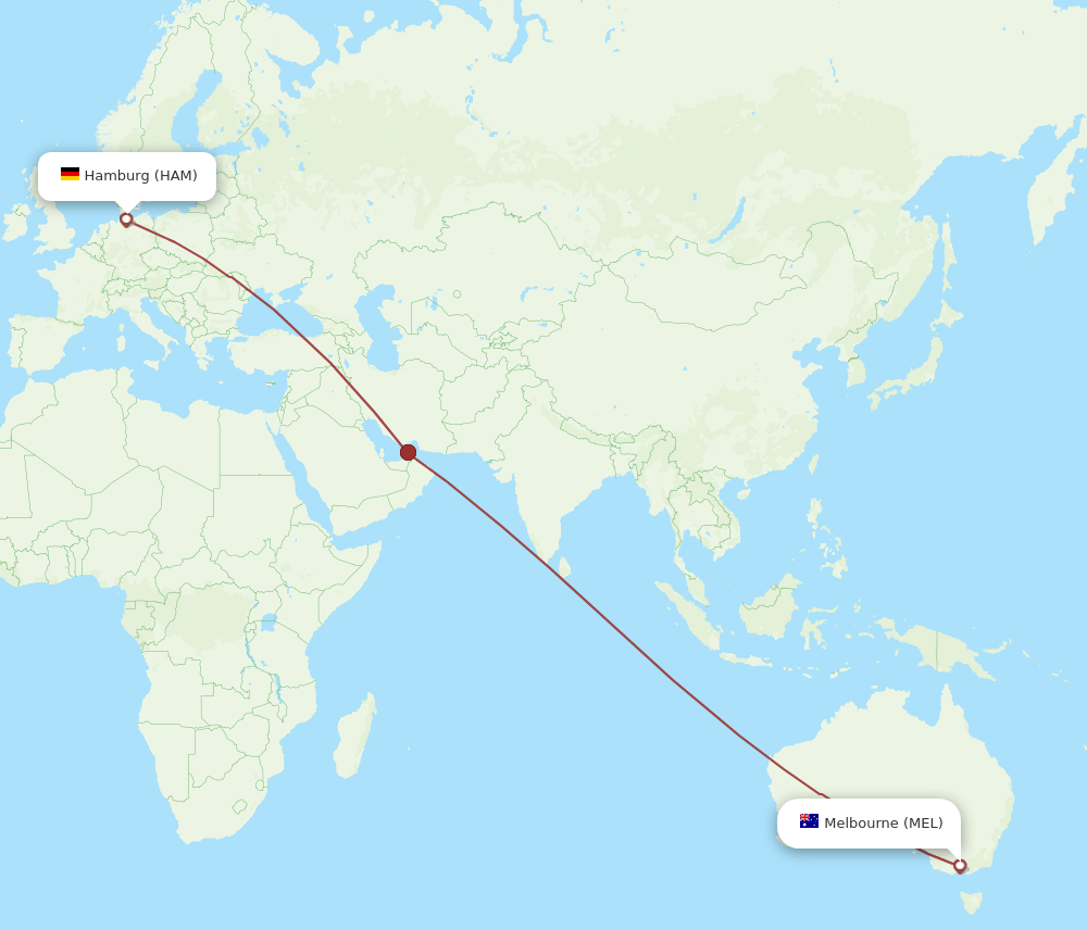 MEL-HAM flight routes