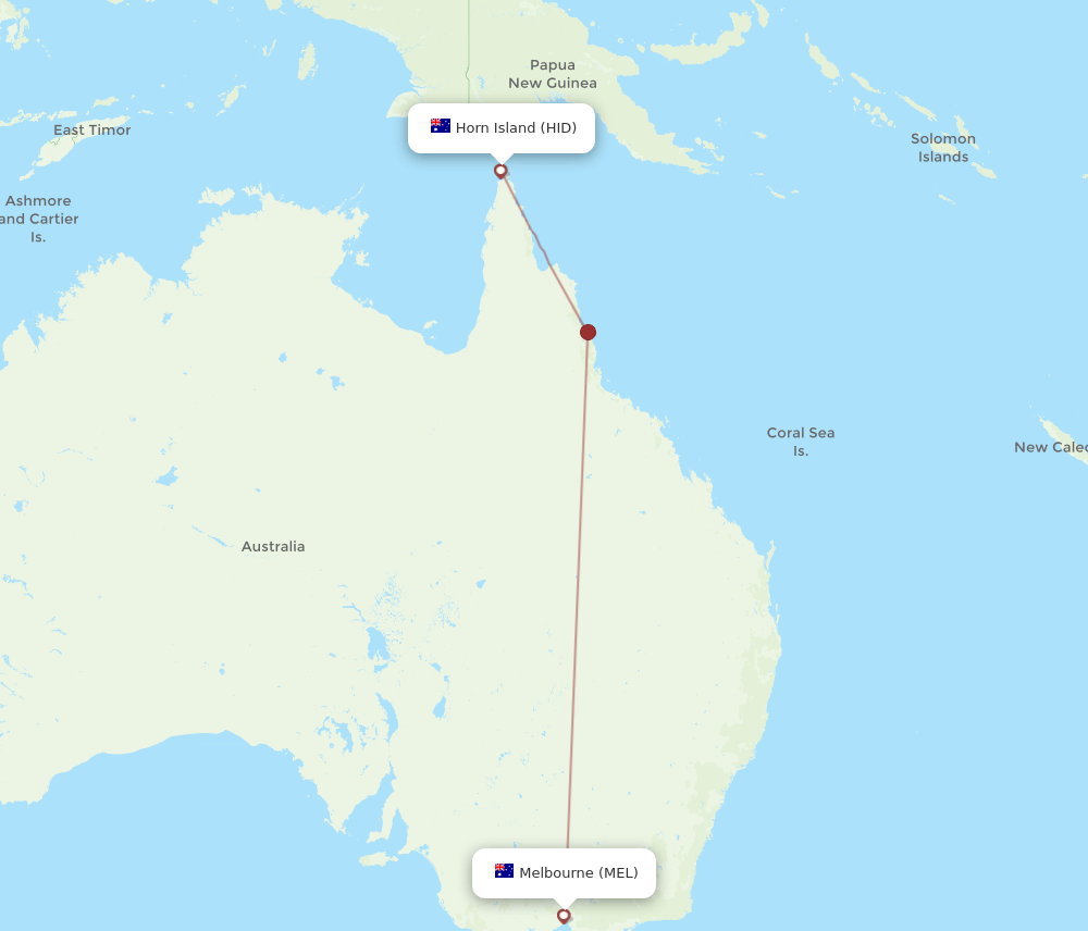 MEL-HID flight routes