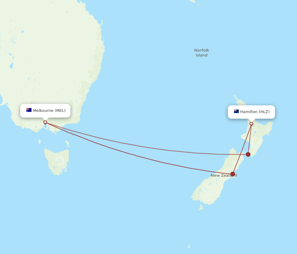 MEL-HLZ flight routes