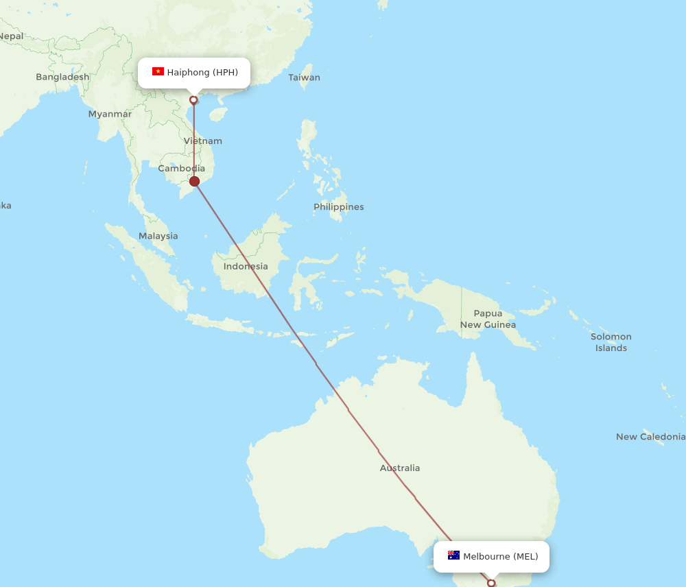 MEL-HPH flight routes