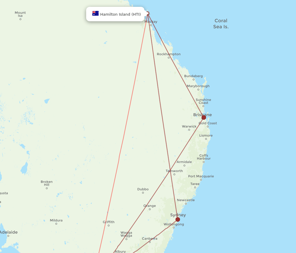 MEL-HTI flight routes