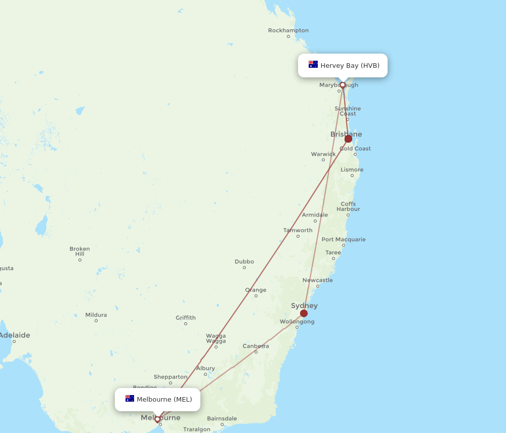 MEL-HVB flight routes