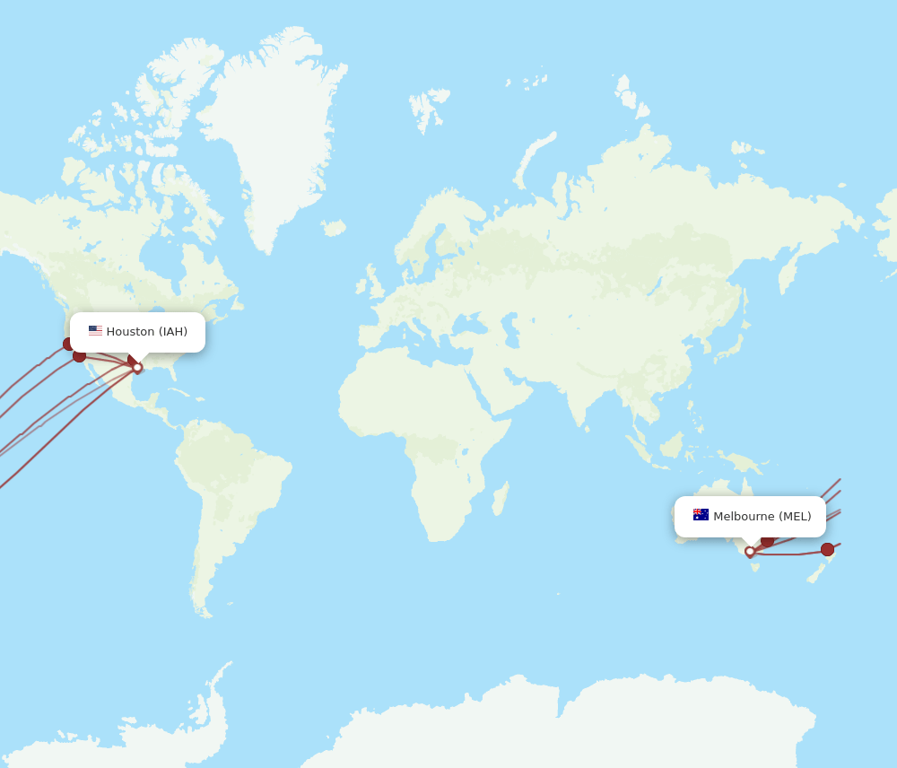 MEL-IAH flight routes