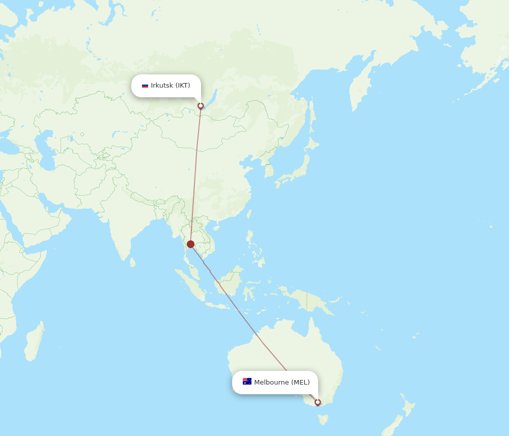 MEL-IKT flight routes