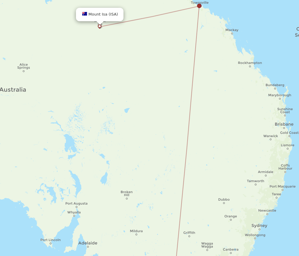 MEL to ISA flights and routes map