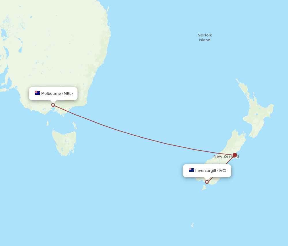 MEL to IVC flights and routes map