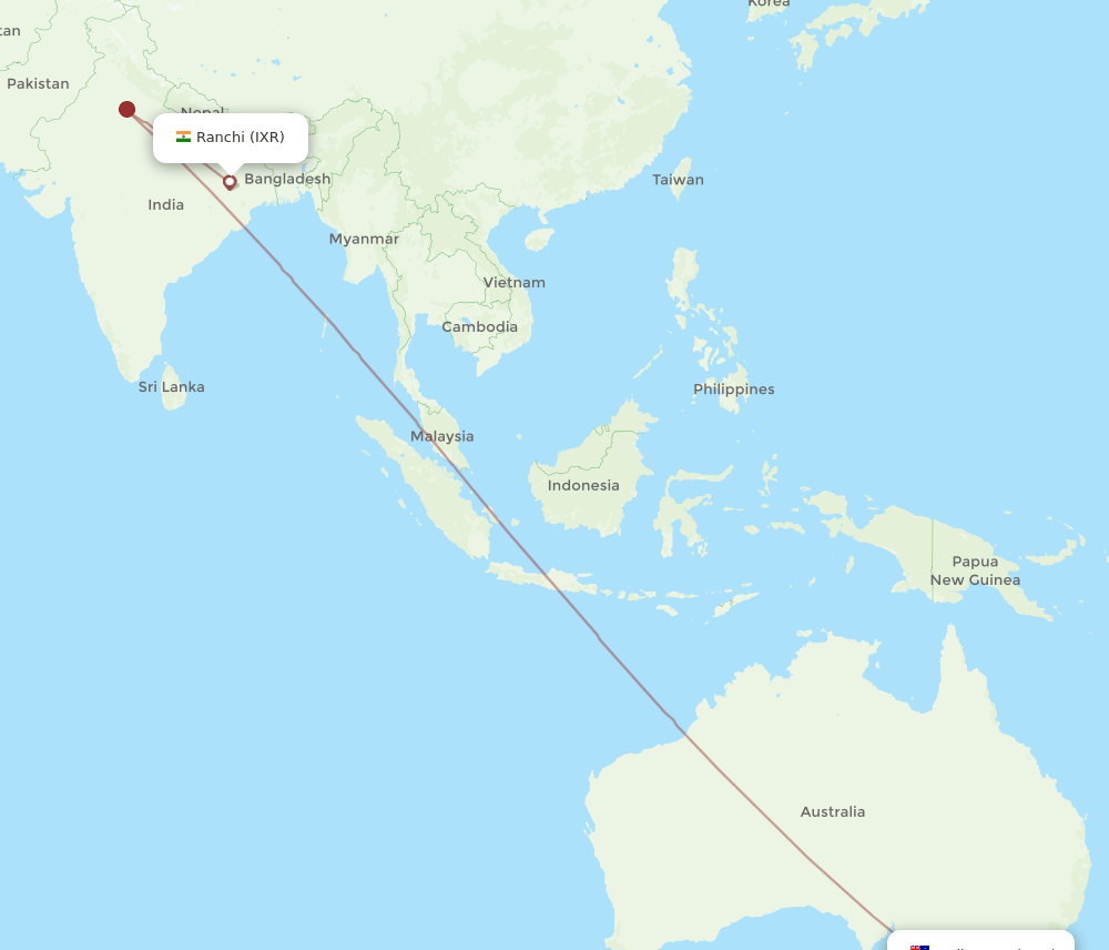IXR to MEL flights and routes map