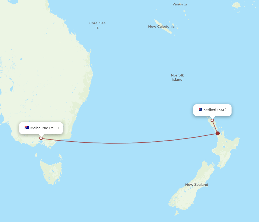 MEL-KKE flight routes