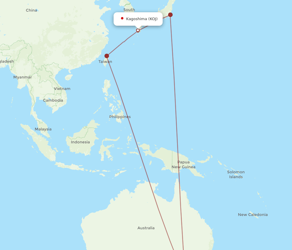 MEL-KOJ flight routes