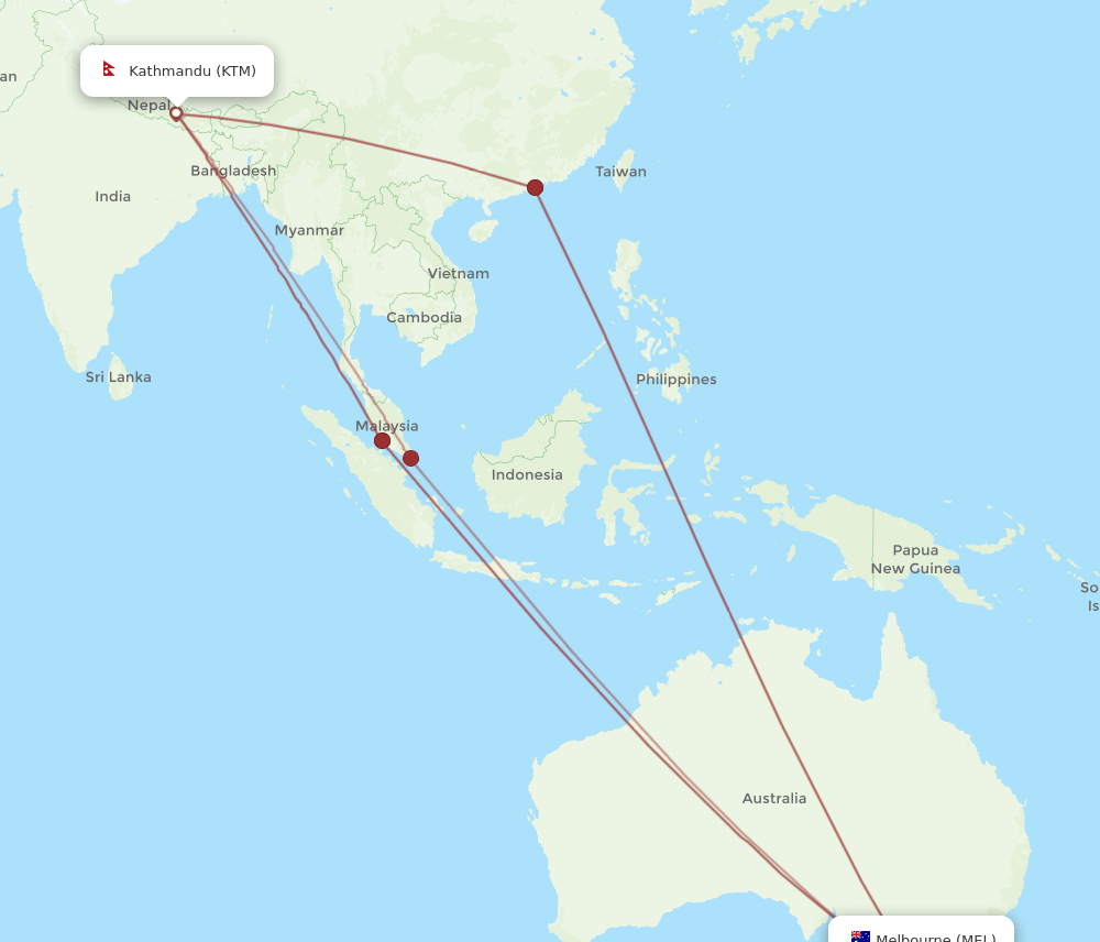 MEL-KTM flight routes