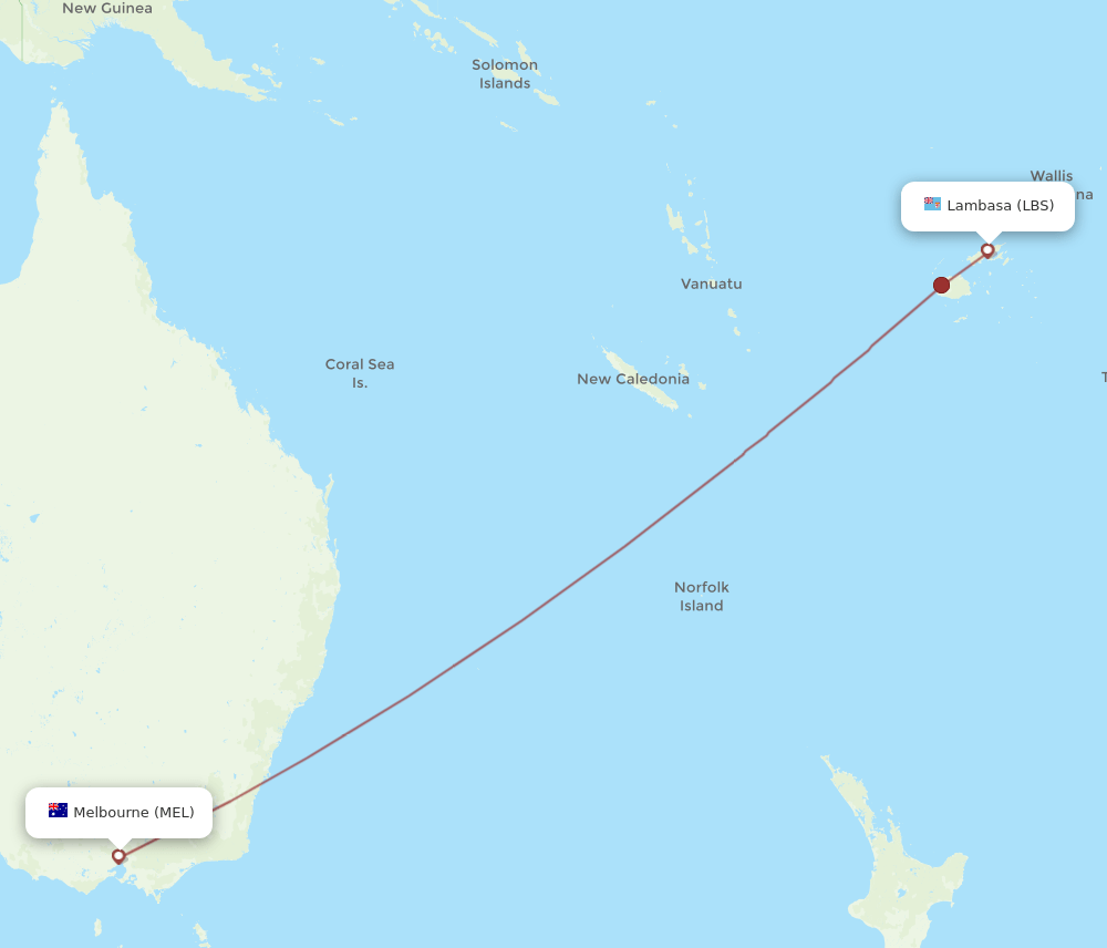 MEL-LBS flight routes