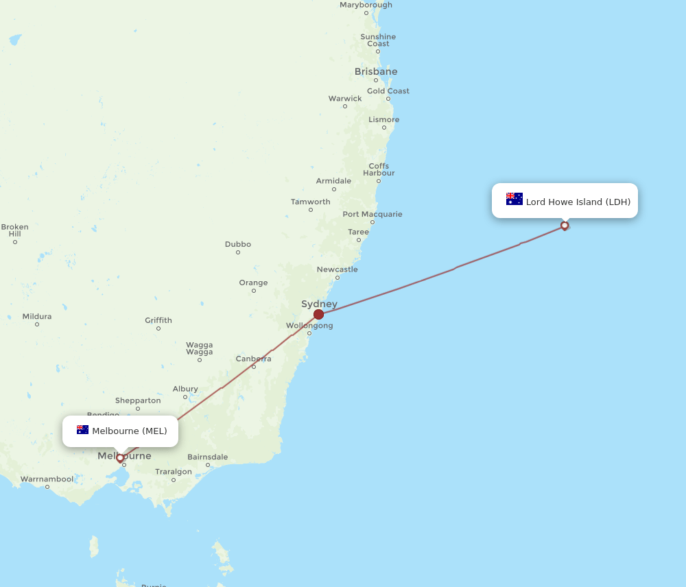 MEL-LDH flight routes