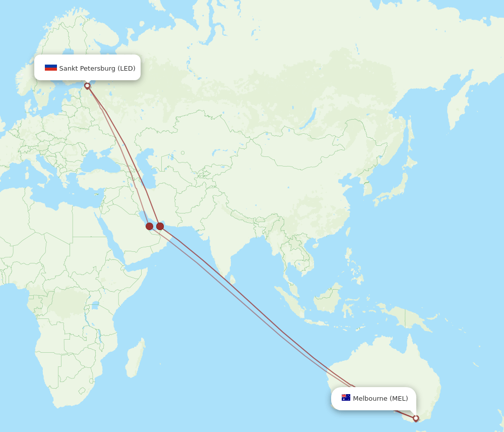 MEL-LED flight routes