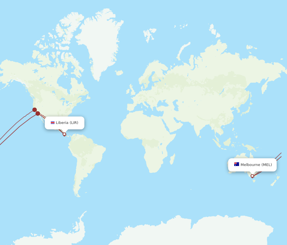 MEL-LIR flight routes
