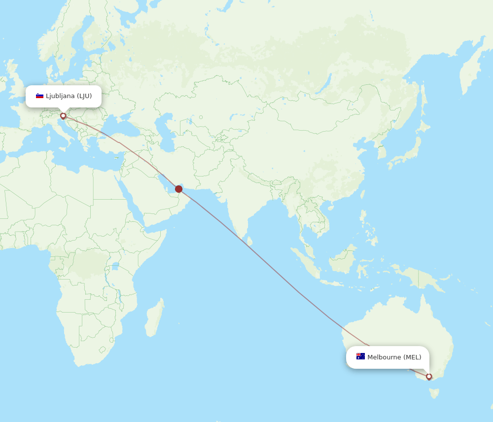 MEL to LJU flights and routes map