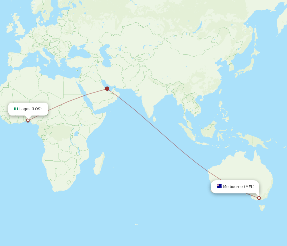 MEL to LOS flights and routes map