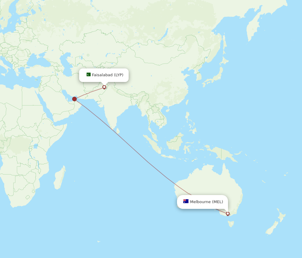 MEL-LYP flight routes