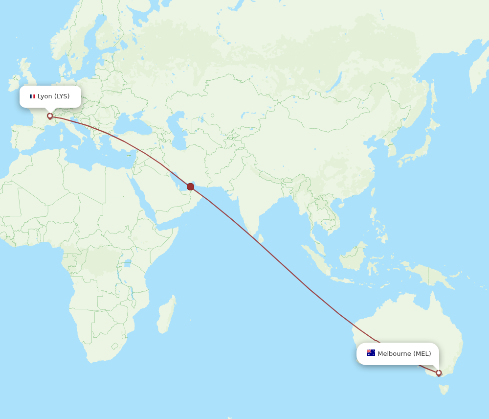 MEL to LYS flights and routes map