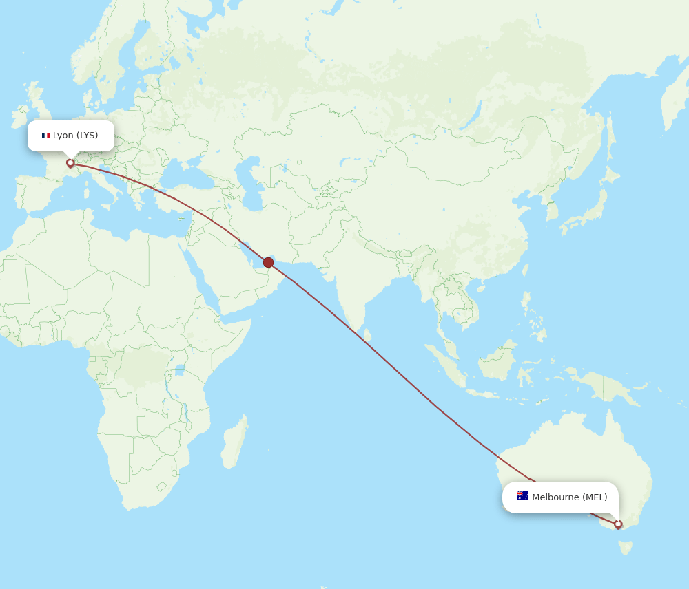 MEL to LYS flights and routes map