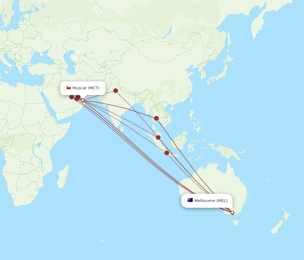 MEL-MCT flight routes