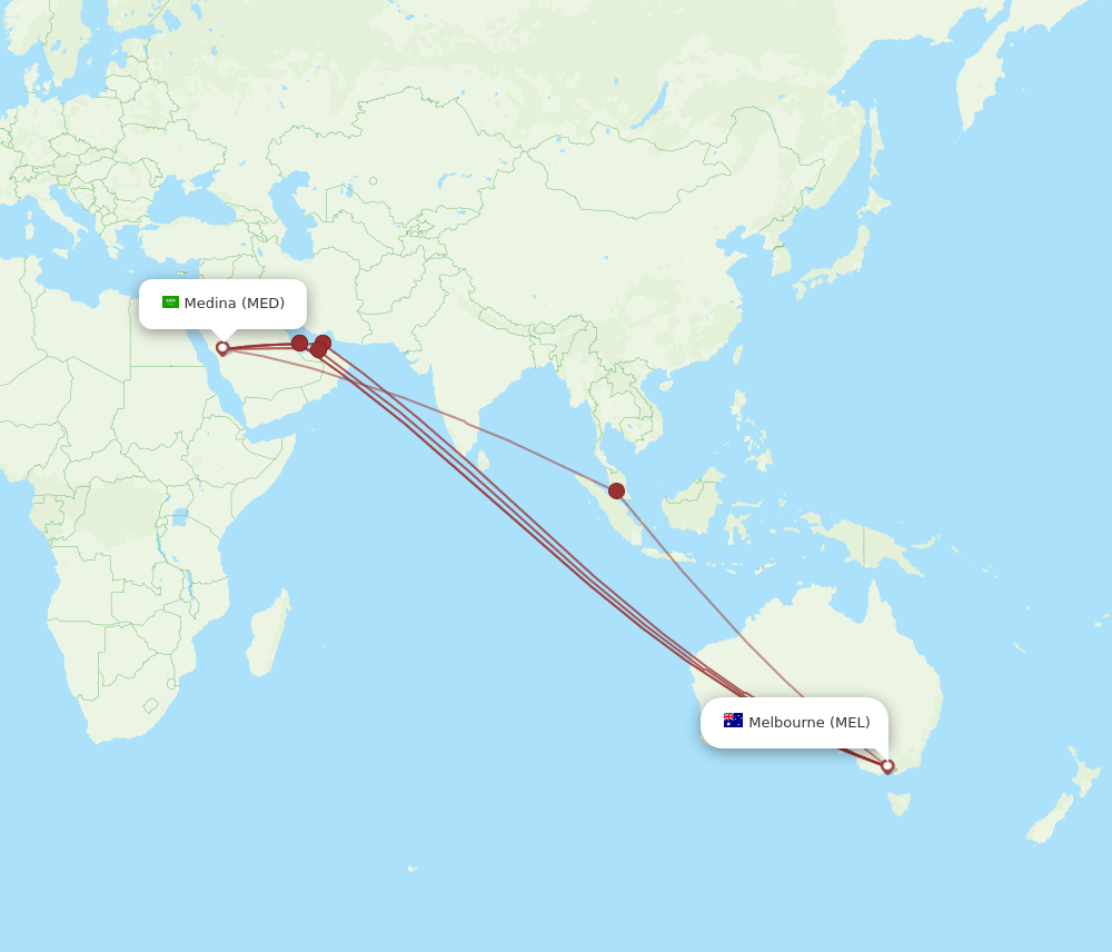 MEL-MED flight routes
